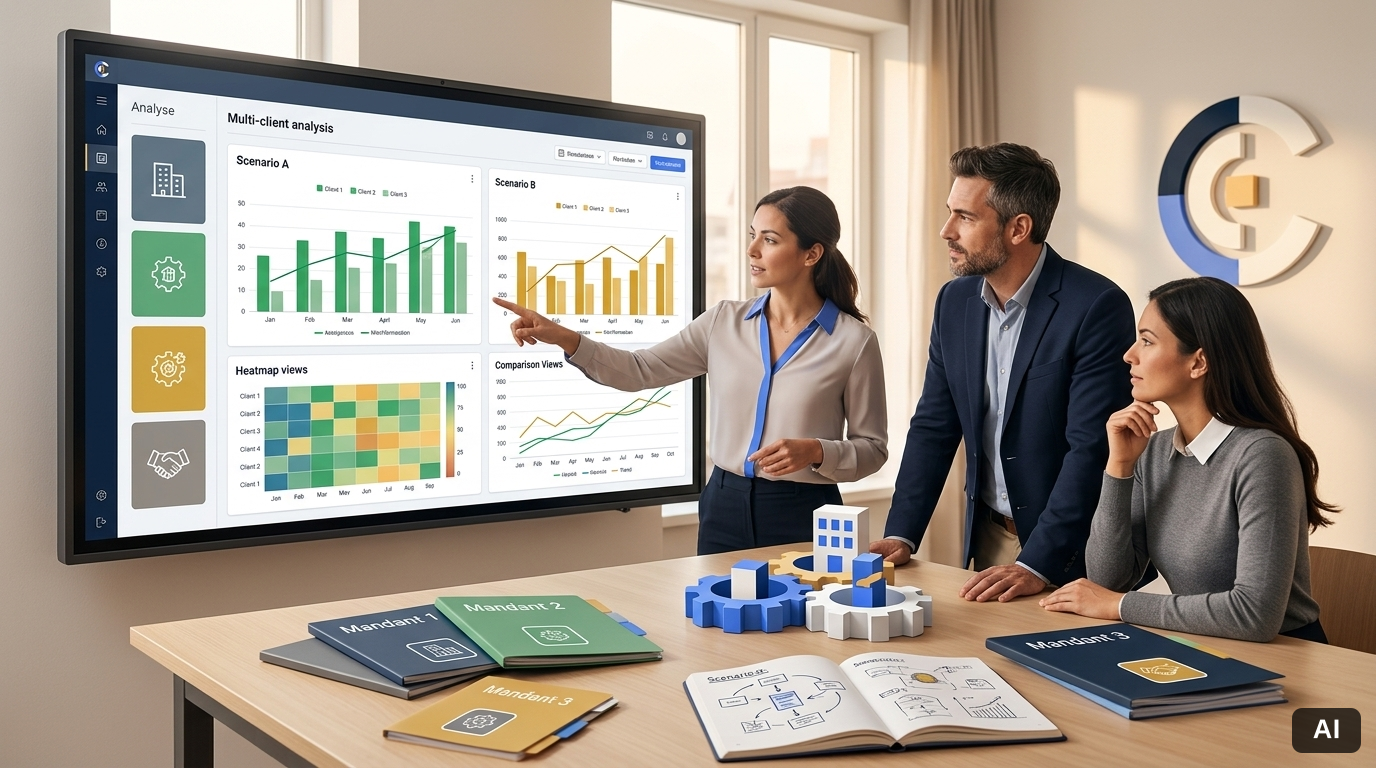Wie funktioniert die Szenarioplanung in Lexware mit mehreren Mandanten? Definition & Praxis – Lexware Szenario-Vergleich